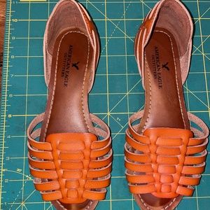 Leather Brown Caged Sandals
